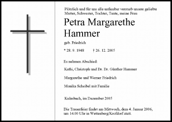 Anzeige von Petra Margarethe Hammer von MGO
