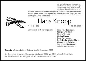 Anzeige von Hans Knopp von MGO