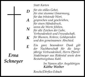 Anzeige von Erna Schneyer von MGO