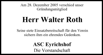 Anzeige von Walter Roth von MGO