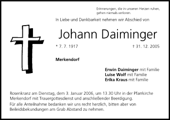 Anzeige von Johann Daiminger von MGO