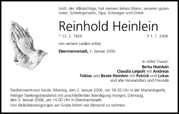 Anzeige von Reinhold Heinlein von MGO
