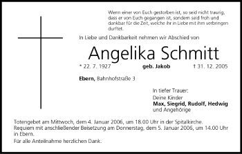 Anzeige von Angelika Schmitt von MGO