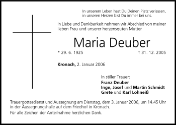 Anzeige von Maria Deuber von MGO