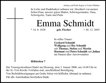 Anzeige von Emma Schmidt von MGO