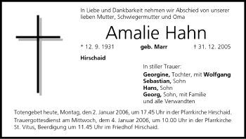 Anzeige von Amalie Hahn von MGO