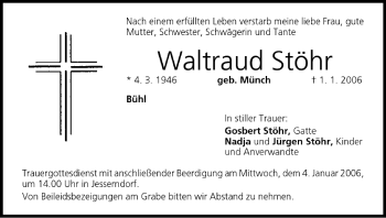 Anzeige von Waltraud Stöhr von MGO