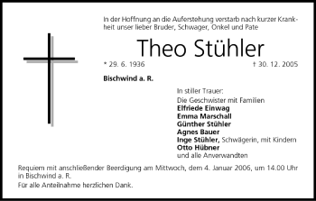 Anzeige von Theo Stühler von MGO
