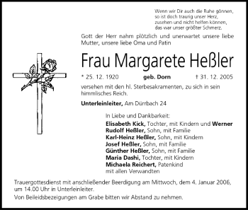 Anzeige von Margarete Heßler von MGO