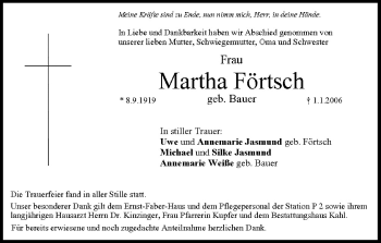 Anzeige von Martha Förtsch von MGO
