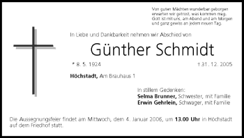 Anzeige von Günther Schmidt von MGO