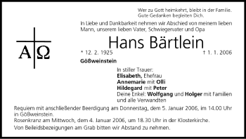Anzeige von Hans Bärtlein von MGO