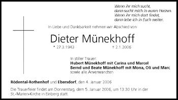 Anzeige von Dieter Münekhoff von MGO