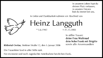 Anzeige von Heinz Langguth von MGO