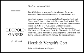 Anzeige von Leopold Gareis von MGO