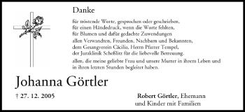Anzeige von Johanna Görtler von MGO