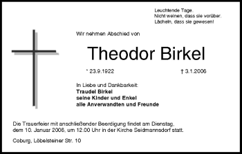 Anzeige von Theodor Birkel von MGO