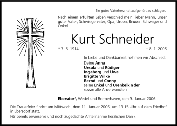 Anzeige von Kurt Schneider von MGO