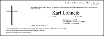 Anzeige von Karl Lohneiß von MGO