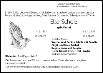 Anzeige von Else Scholz von MGO