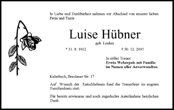 Anzeige von Luise Hübner von MGO