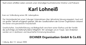 Anzeige von Karl Lohneiß von MGO