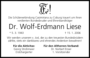 Anzeige von Wolf-Erdmann Liese von MGO