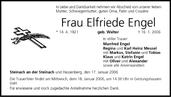 Anzeige von Elfriede Engel von MGO