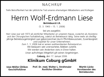 Anzeige von Wolf-Erdmann Liese von MGO