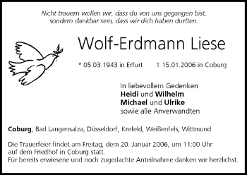 Anzeige von Wolf-Erdmann Liese von MGO