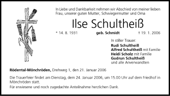 Anzeige von Ilse Schultheiß von MGO