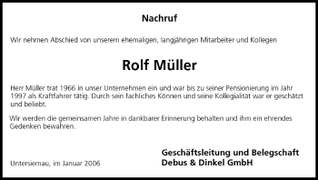 Anzeige von Rolf Müller von MGO