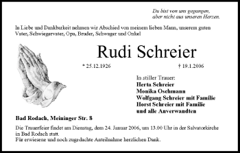 Anzeige von Rudi Schreier von MGO