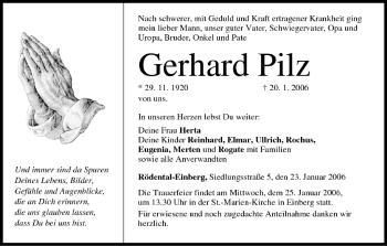 Anzeige von Gerhard Pilz von MGO