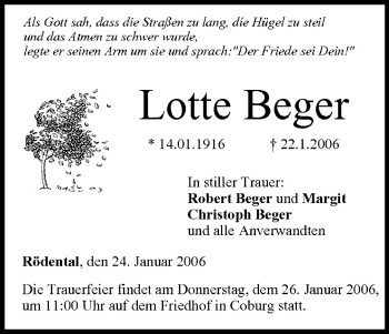 Anzeige von Lotte Beger von MGO