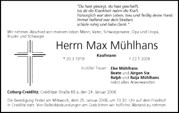 Anzeige von Max Mühlhans von MGO