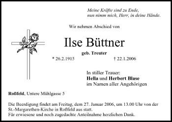 Anzeige von Ilse Büttner von MGO