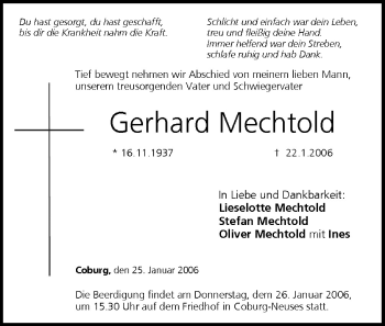 Anzeige von Gerhard Mechtold von MGO