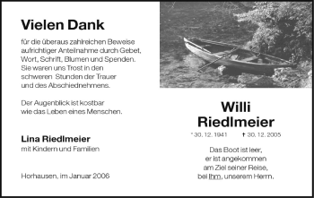 Anzeige von Willi Riedlmeier von MGO