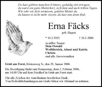 Anzeige von Erna Fäcks von MGO