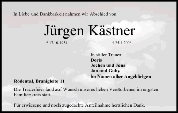 Anzeige von Jürgen Kästner von MGO