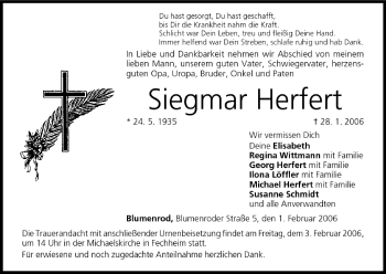 Anzeige von Siegmar Herfert von MGO