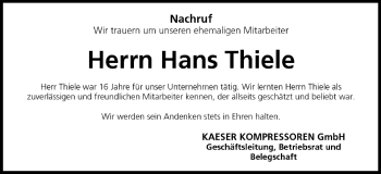 Anzeige von Hans Thiele von MGO