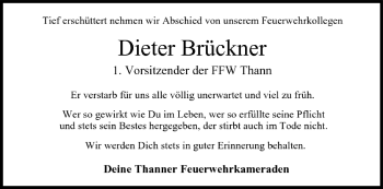Anzeige von Dieter Brückner von MGO