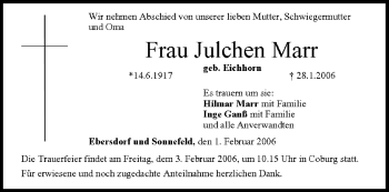 Anzeige von Julchen Marr von MGO
