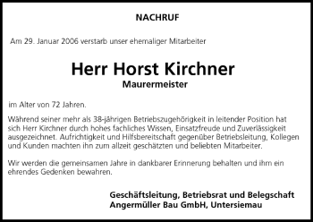 Anzeige von Horst Kirchner von MGO