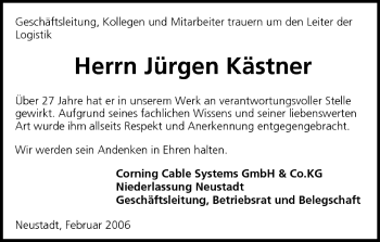 Anzeige von Jürgen Kästner von MGO