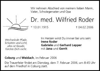 Anzeige von Wilfried Roder von MGO