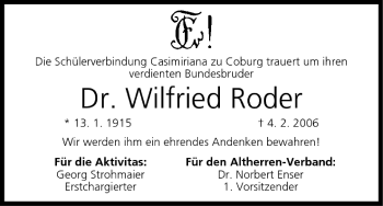 Anzeige von Wilfried Roder von MGO