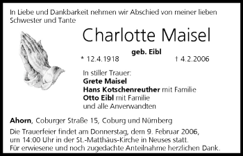 Anzeige von Charlotte Maisel von MGO